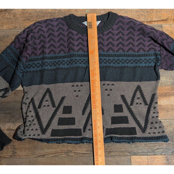 Vintage Da Vinci California Sweater - Purple & Teal Geometric Knit - Size M - Picture 4 of 6